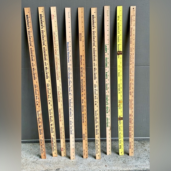(Lot of 9) Vtg Grand Rapids Michigan Advertising Wooden Measuring Yardsticks - Picture 15 of 15
